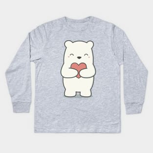 Kawaii Cute Adorable Polar Bear Kids Long Sleeve T-Shirt